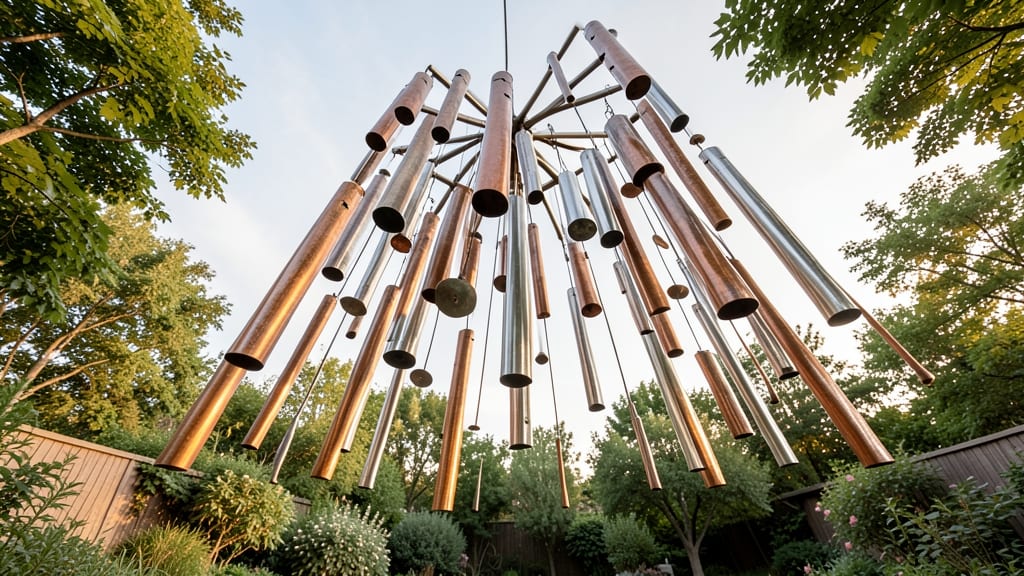 Giant Outdoor Wind Chimes with Metallic Accents
