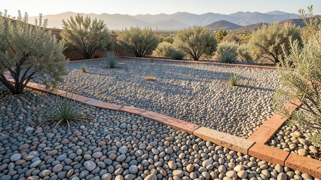 Pebble or Gravel Landscaping with Native Plants