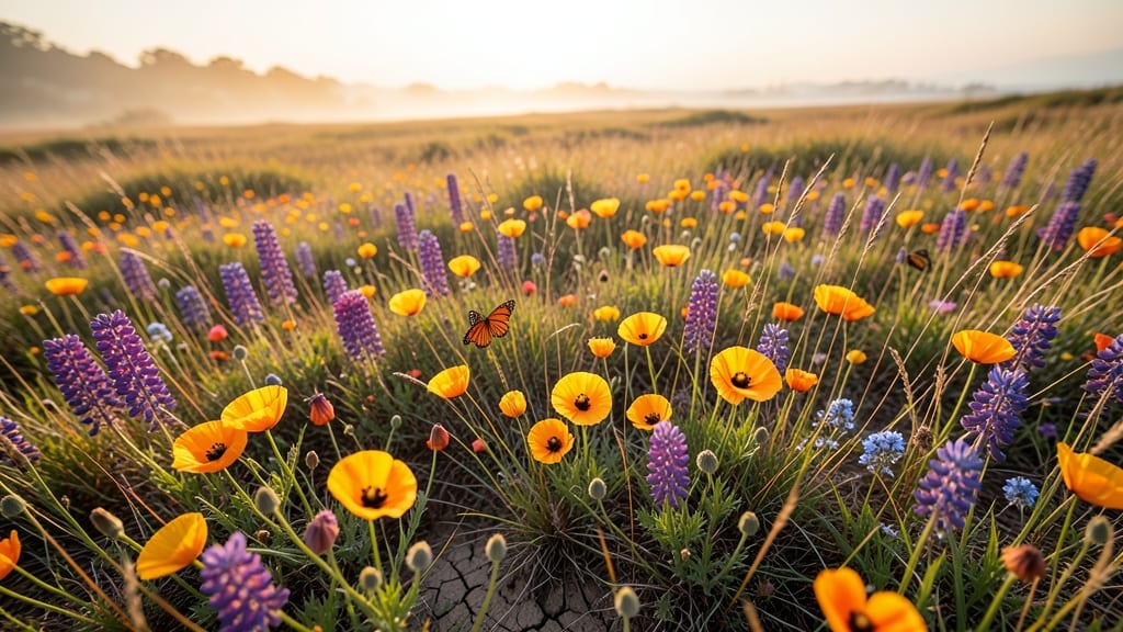 Native California Wildflowers Meadow