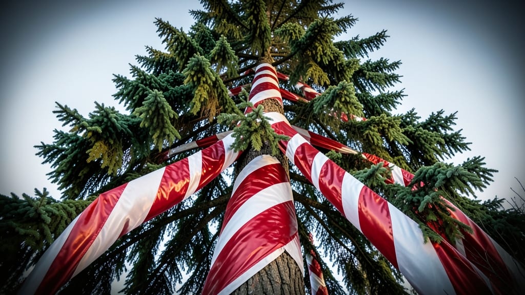 Giant Candy Cane Striped Tree