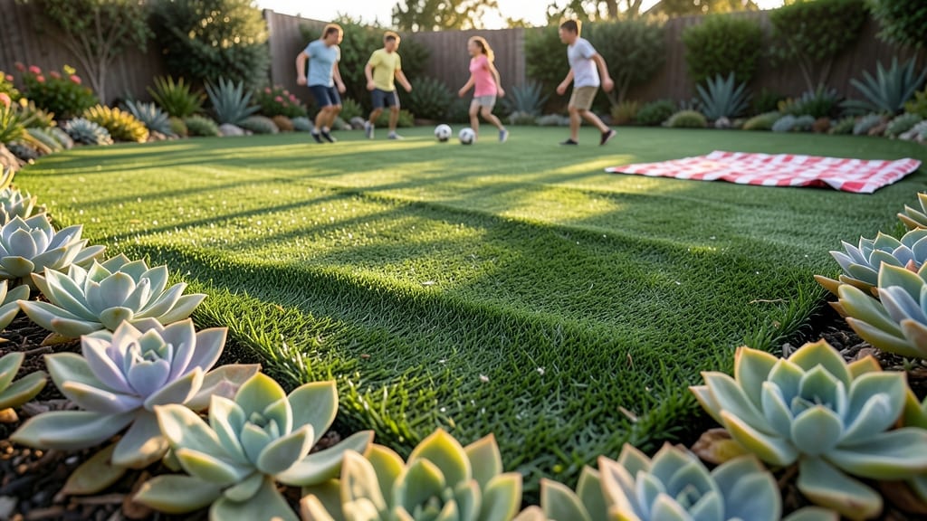 Artificial Turf with Drought-Tolerant Edging