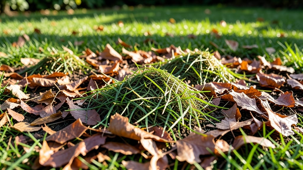Layering Leaves Thinly Over Existing Grass Clippings