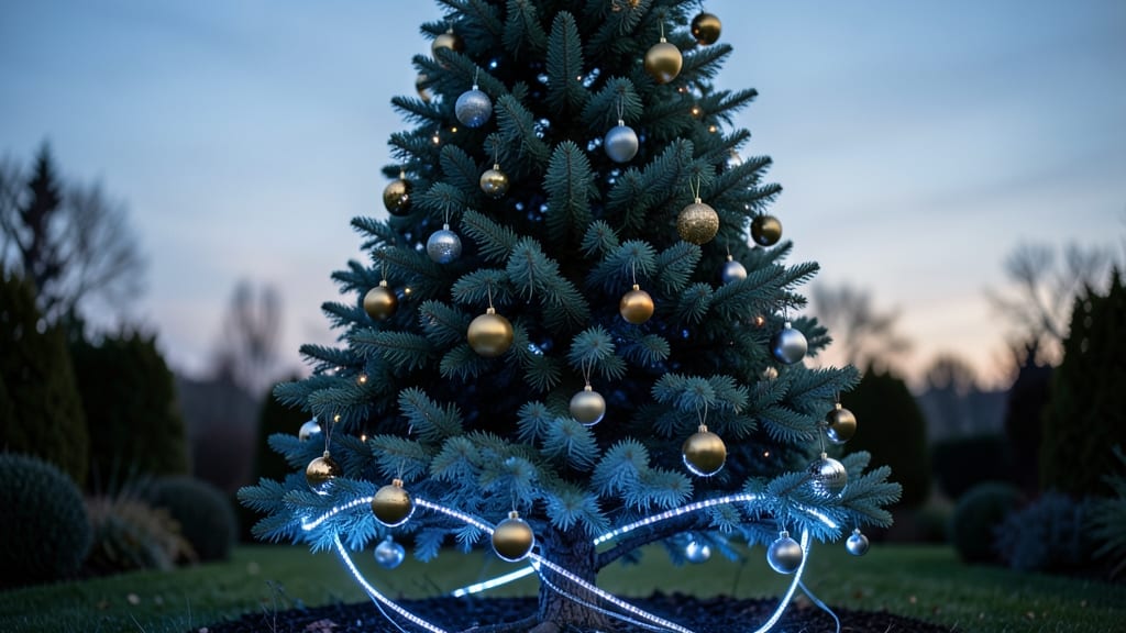 Glittering Blue Spruce with LED Accents