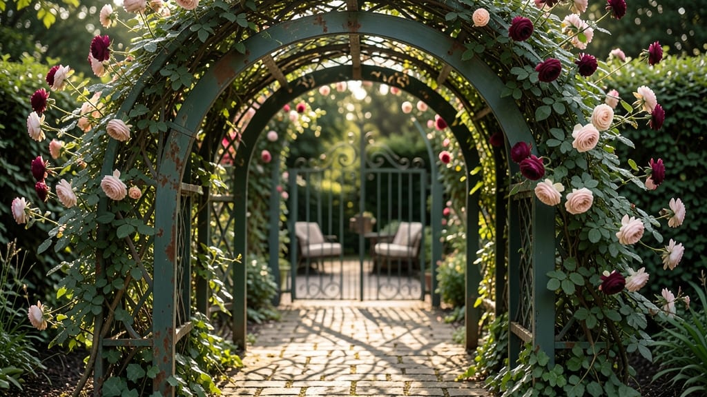 Vintage-Inspired Garden Arches with Climbing Roses